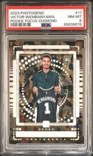 2023-24 Photogenic Victor Wembanyama Rookie Focus Diamond #/75 Spurs RC PSA 8