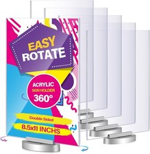 6 Pcs Acrylic Rotating Sign Holder Double Sided Swivel Sign