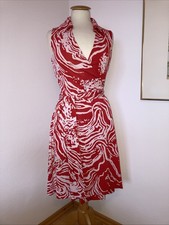 diane von fürstenberg Kleid Wickelkleid  Gr 10 (40) rot/weiss 100% Seide