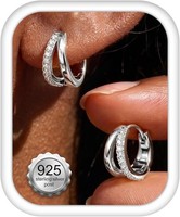 Ohrringe 925 Sterling Silber Doppel Creolen Hypoallergen Schmuck FüR Damen
