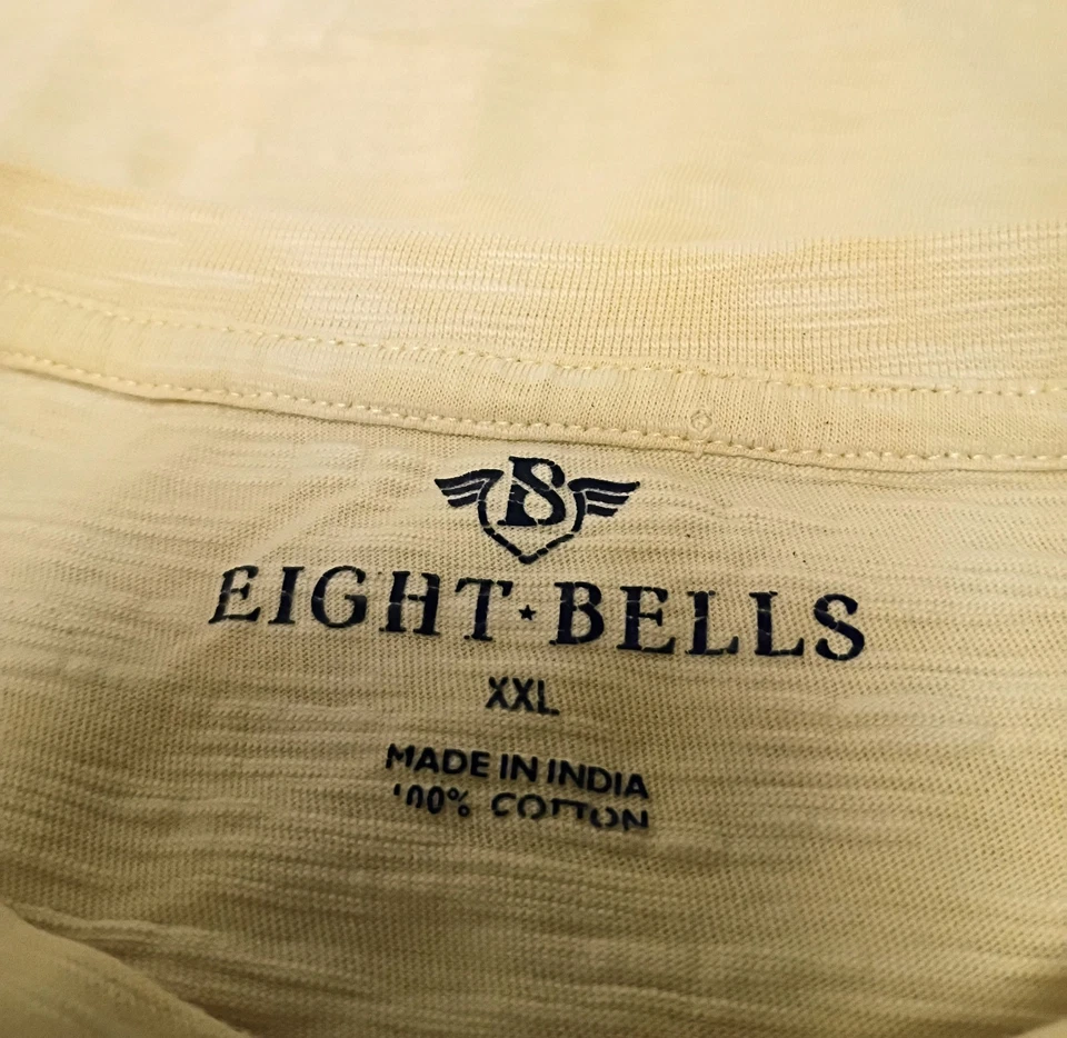 Camiseta Eight-Bells amarilla clara manga corta algodón para hombre talla XXL 2XL Foto 3 de 4