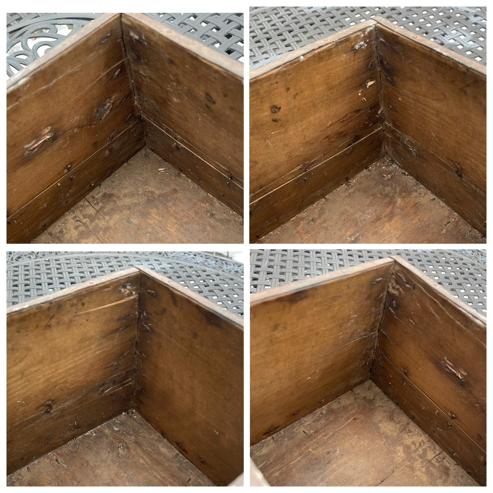 Antique Chinese Wooden Rice Bucket Pail Grain Carrier w/ Iron Bands Orig Writing