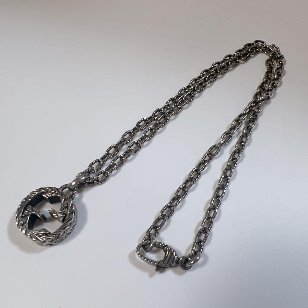 GUCCI Interlocking Arabesque Silver Necklace Ag92… - image 2