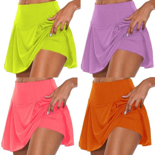 Women's Sport Skort Gym Yoga Workout High Waist Tennis Shorts Skirt Plus Size - Picture 6 of 19