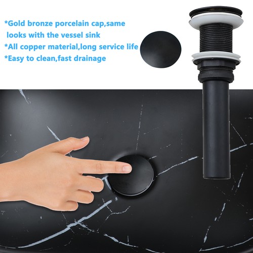 Round Ceramic Basin Bowl Vanity Vessel Sink & Black Mixer Faucet Deck Mounted - Picture 29 of 71