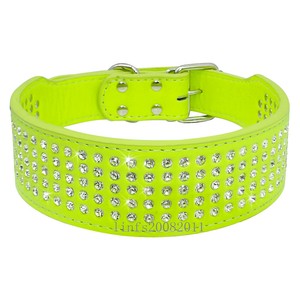 leather diamante dog collar