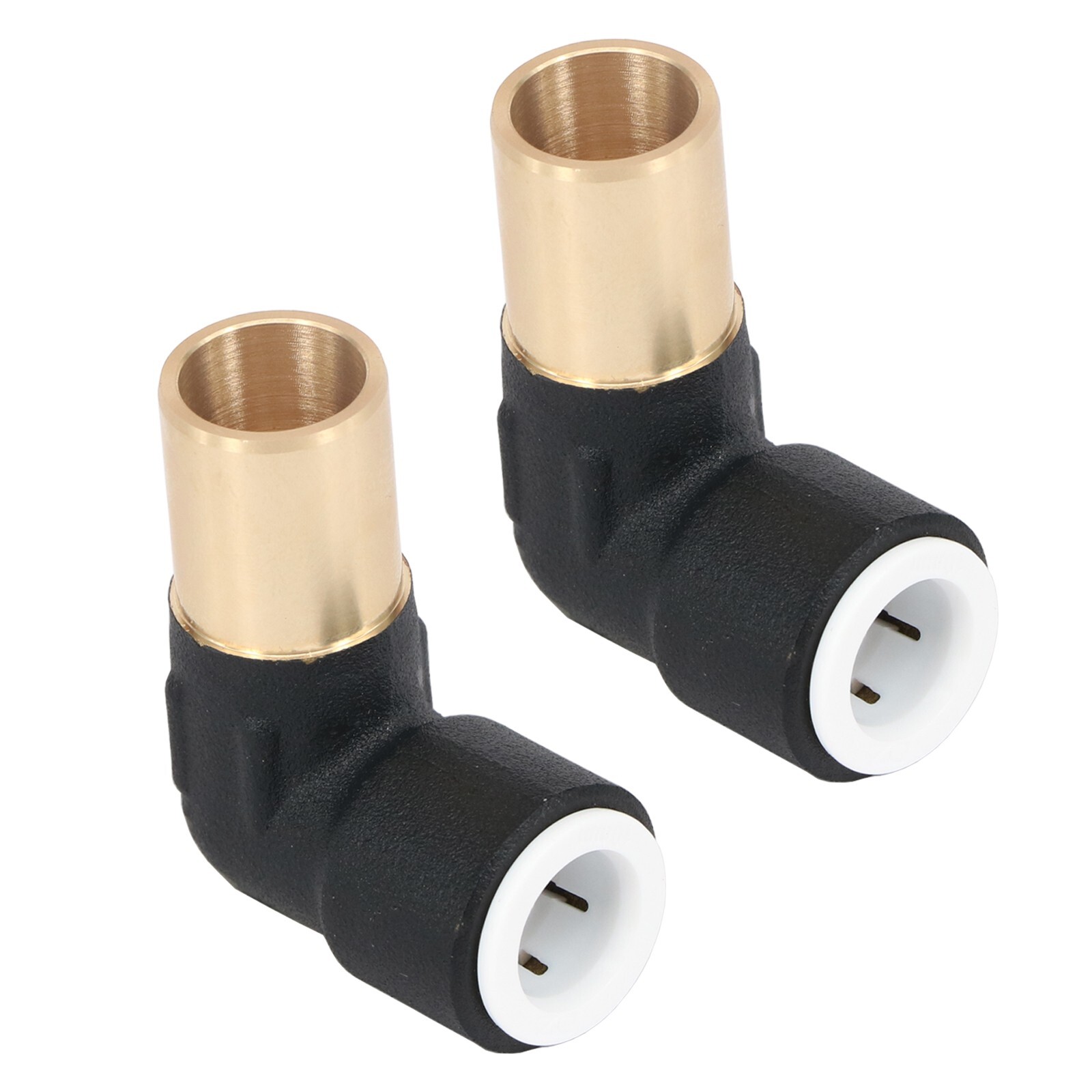 Radiator Valve Reducing Elbow Stem Compression 15mm x 10mm Pushfit Black x 2