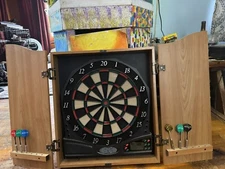 electronic dart board cabinet set