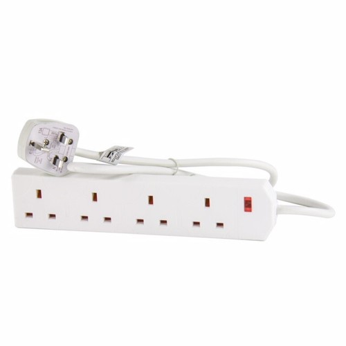 UK Extension Lead Cable Electric Mains Power 4 Gang Way Plug Socket 1,2,10 meter - Picture 12 of 15