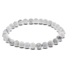 6mm Howlite Gemstone Round Bead Unisex Stretch Bracelet
