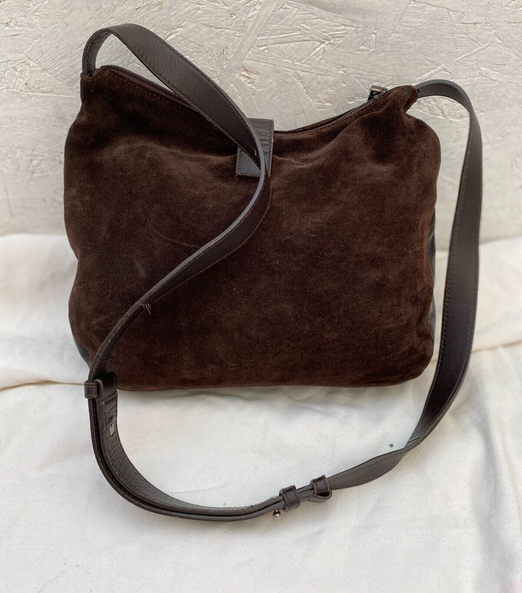 Sac à Main Furla Vintage En Cuir Daim Marron - Bandoulière - Italie - Très Bon état