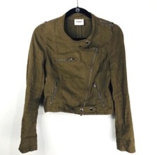 Farhi By Nicole Farhi Linen Moto Jacket Olive Green 6