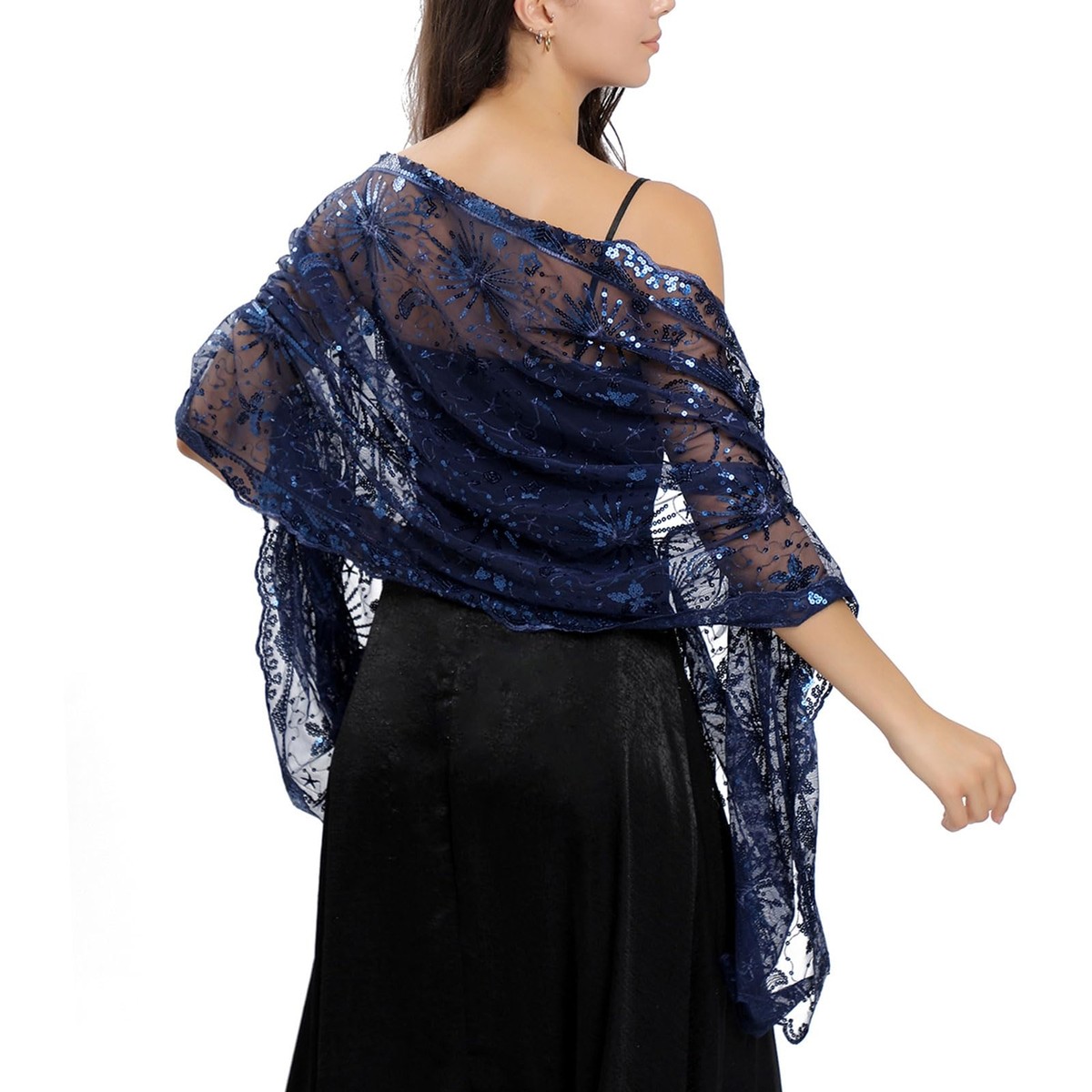 Sequin Stars Moons Shawls and Wraps for Evening DressesWomen