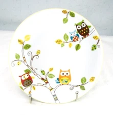 222 Fifth ENCHANTED WOODS Round Appetizer Plate Yellow Rim EXCELLENT