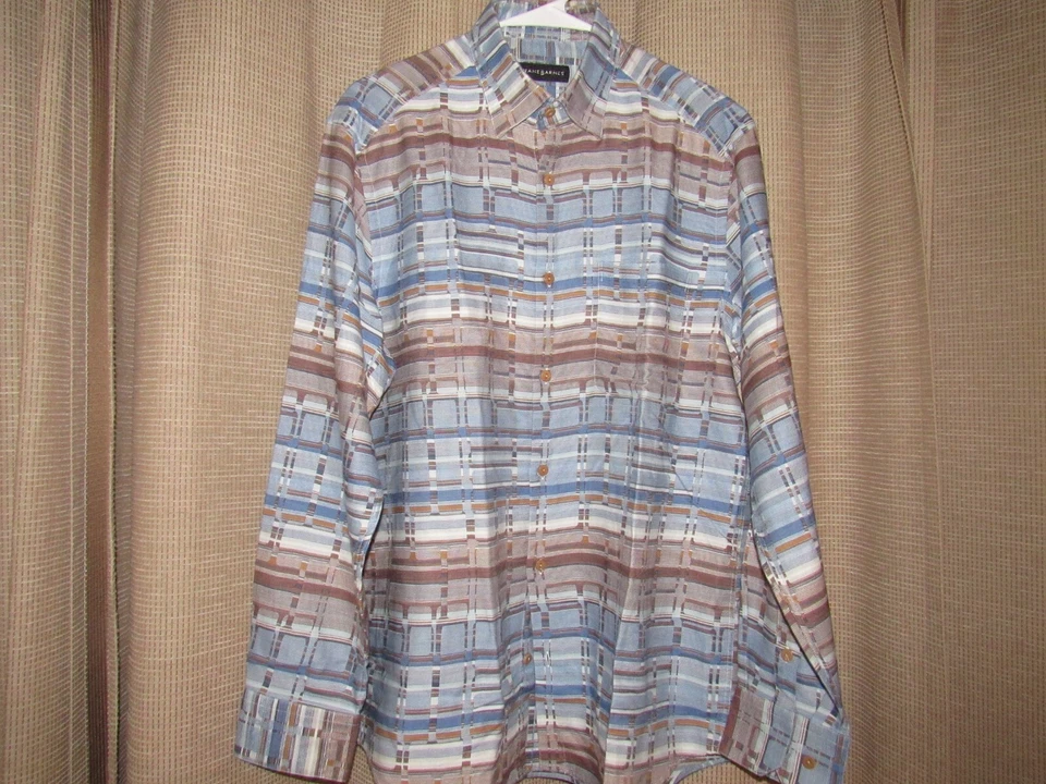 Camisa De Colección JHANE BARNES Para Hombre Mediana Abotonada Algodón Tejida Colorida Larga Slv Foto 3 de 4