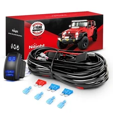 Nilight 16AWG LED POD Lights Wiring Harness Kit LED Light Bar Rocker Switch