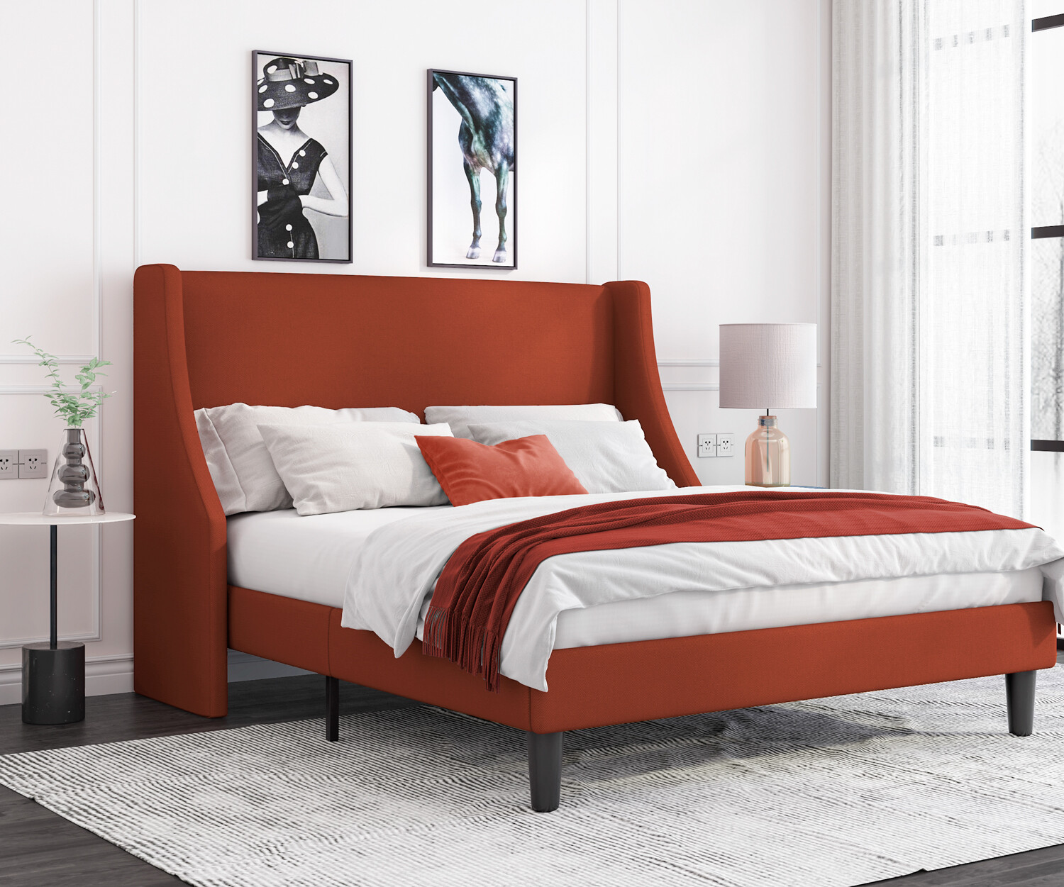 With Wingback, Burnt Orange
