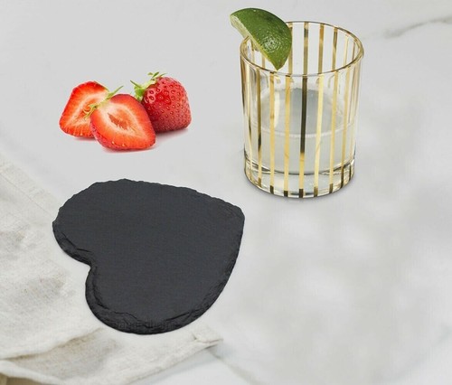 6pcs Rustic Natural Slate Hearts Coaster Tea Coffee Bar 10cm *EL111 - Picture 3 of 5