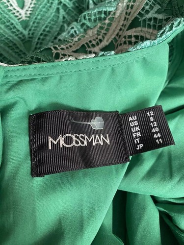 MOSSMAN Rise And Fall Green Lace Overlay Bell Sleeve Mini Dress Size 12 AU /8 US - Picture 15 of 16