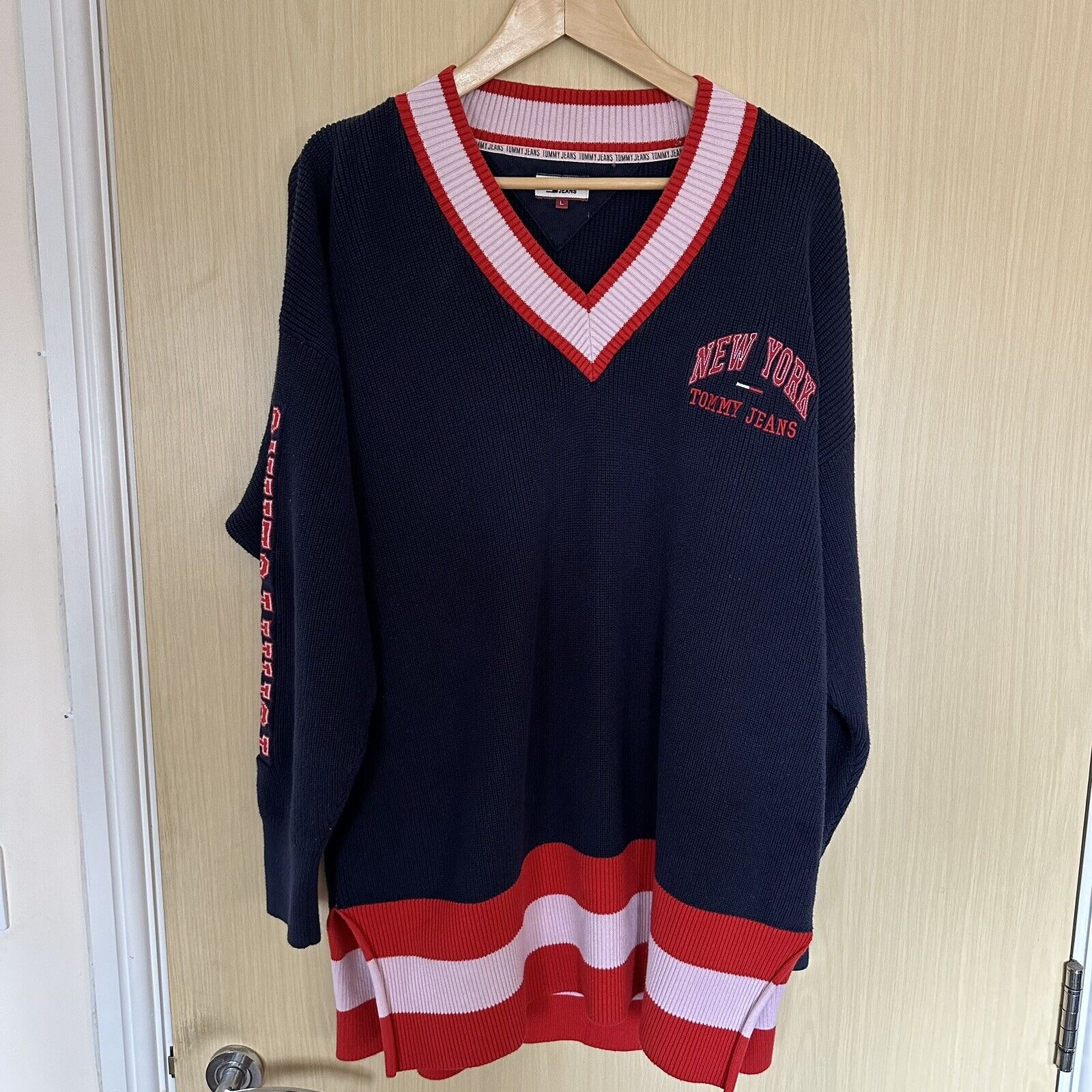 Womens Tommy Jeans Oversized Varsity Jumper Pull … - image 2