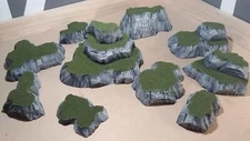 Tabletop Wargaming Terrain - Tall Hills Large Box Set of Hills Grass Finish