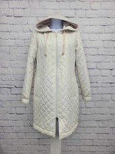 Xsmall Cream A586709 Nuage Zip Front Quilted Jacket With Knit Hood