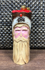 Santa Claus Hand Carved Christmas Ornament Painted Whittled Wood Folk Art OOAK