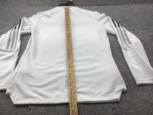 Adidas Track Jacket Womens Medium White Aeroready PrimeGreen Full Zip - Picture 7 of 11