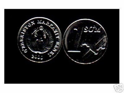 Uzbekistan 1 SOM KM-12 2000 x 1 Pcs MILLENNIUM Map UNC Uzbek World Currency COIN