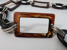 Y2K Chicos belt boho chain link tortoise rectangle oval silver tone geometric