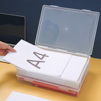 Plastic File Storage Box Transparent Square Storage Box A4 Organizing B#lk