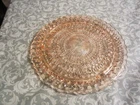 Vintage Jeanette Holiday Buttons & Bows RARE 3 Legged Pink 10 1/2” Cake Plate
