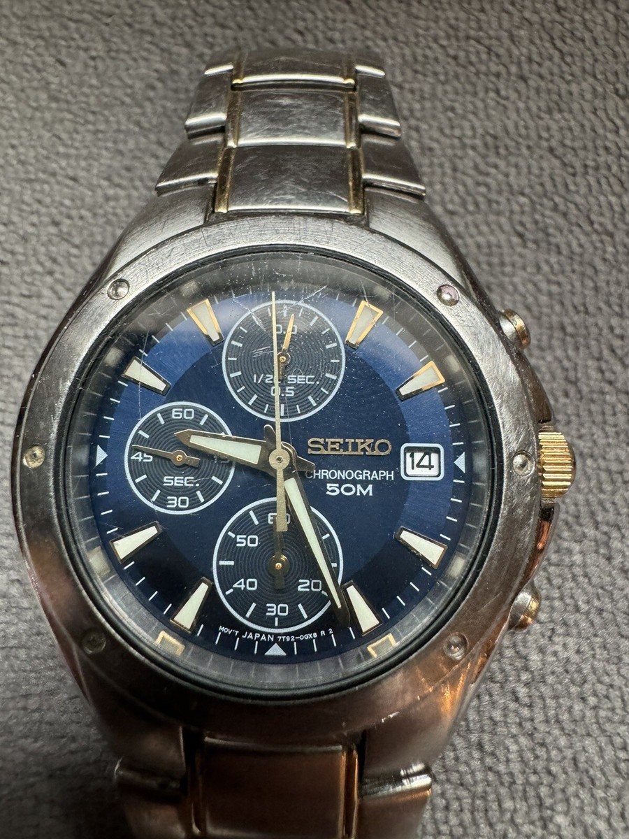 VINTAGE SEIKO 7T92-0FX0 AO QUARTZ CHRONOGRAPH WRISTWATCH