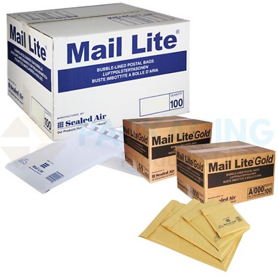 MAIL LITE / LITES GEPOLSTERTE TASCHEN UMSCHLÄGE ''ALLE GRÖSSEN'' +24H KURIER - WEISS & GOLD