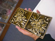 Antique U.S.E.T. Pottery U.S. Encaustic Tile Co. Architectural Salvage Tile Pair