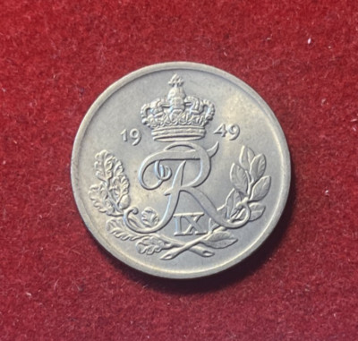 Denmark 1949 25 Ore UNC Copper-Nickel Coin KM#842.1 T5392a