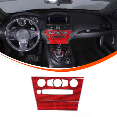 Red Carbon Fiber A/C Console Panel Trim Sticker Passend für BMW 6er E63 E64