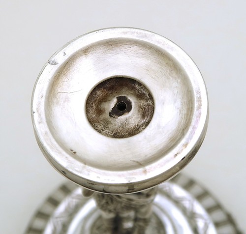 Tazza francese argento finitura crepe ciotola vetro Belle Epoque figura posta indiana - Foto 7 di 23