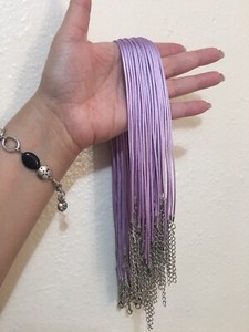 3Pcs Necklace Lot Faux Leather Lavender/light Purple Silver Clasp 18” Men Women.