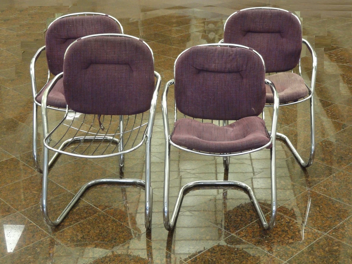 4 x BEST CHIC 70 s GASTONE RINALDI ERA CANTILEVER SLING CHAIRS