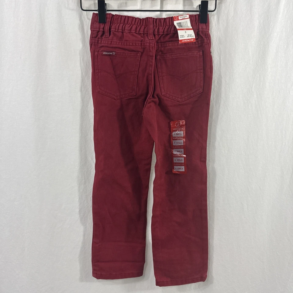 Pantalones de mezclilla ajustados Jordache Girls rojos mezcla de algodón diseño de 5 bolsillos talla 5 nuevos con etiquetas Foto 4 de 4