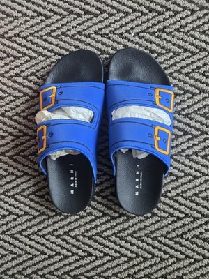 MARNI BLUE TROMPE L'ŒIL JACQUARD TWO-STRAP SLIDE Size 44 | eBay