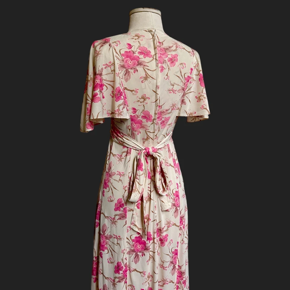 Vestido floral vintage años 70 manga acampanada cintura imperio boho pradera cabaña. Foto 4 de 4