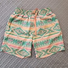Men's Chubbies Swim Trunk Med Green En Fuego Aztec Board Shorts Lined