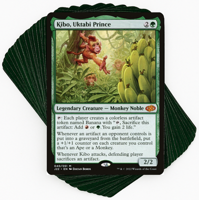 mtg ape commander deck Kibo, Uktabi Prince Ape Monkey Tribal Artifact Destruction Magic MTG Commander Deck