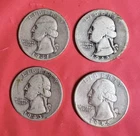 1941-S, 1942-D, 1943 & 1944 Washington Quarters, 90% Silver, Circulated, Nice