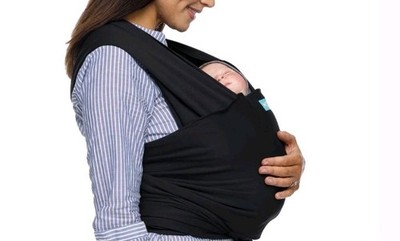 Moby Wrap Classic Baby Carrier Infant Sling - Black Stretch Cotton -One Size