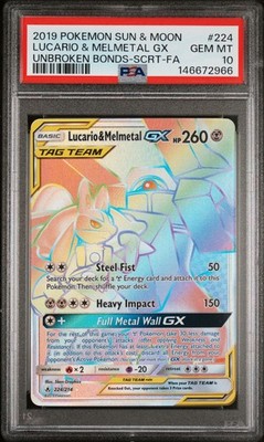 Pokemon Card PSA 10 Lucario & Melmetal GX 224/214 Unbroken Bonds