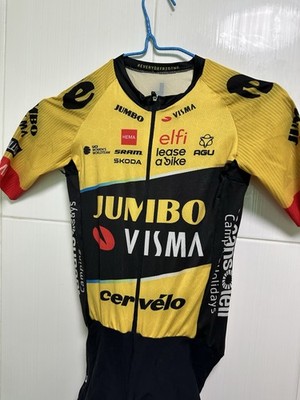 Jumbo Visma WORN and SIGNED by Ruegg suit skinsuit cycling size S
