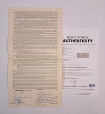 AL DEWSBURY & JACK ADAMS Signed 1949 NHL Detroit Player Contract Beckett BAS LOA